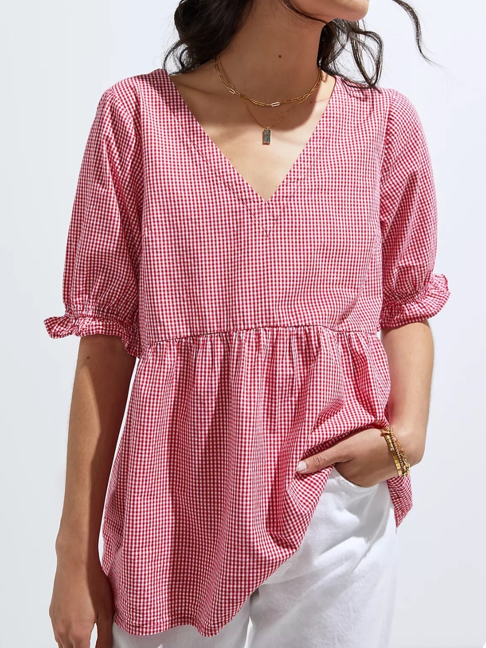 Maeve Gingham Tunic Top || Anthropologie